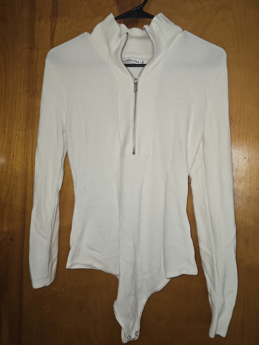 NWOT Abercrombie & Fitch Ribbed Half-Zip Bodysuit in Cream